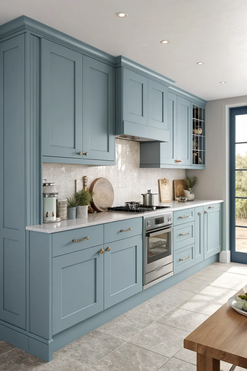 25 Kitchen Cabinet Color Ideas That Completely Transform a Kitchen Dusty Blue Cabinets for a Relaxed Transitional Look